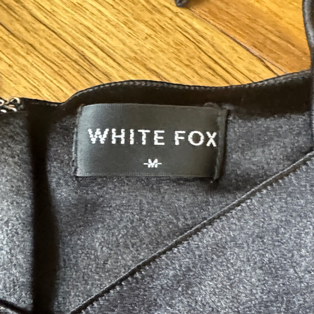 White Fox Boutique Black Satin Crop Top - Picture 2 of 3